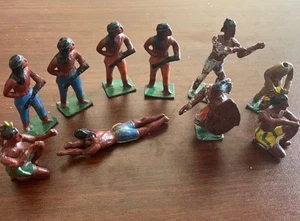 Vintage 10 Blei/Druckguss Indianer Indianer Figuren England - Bild 1 von 6
