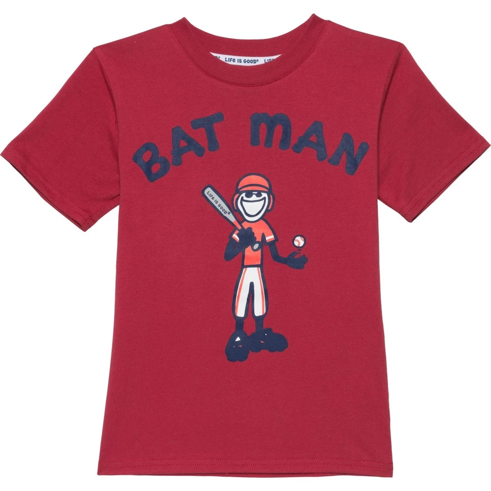 LIFE IS GOOD BOYS TOP - 253 BAT MAN BASEBALL - SZ 5 6 SMALL - TEE SHIRT GRAPHIC - Image 1 of 1