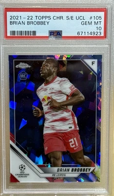 BRIAN BROBBEY * PSA 10 * 2021-22 TOPPS CHROME SAPPHIRE UCL ROOKIE 105 SUNDERLAND - Image 1 of 3