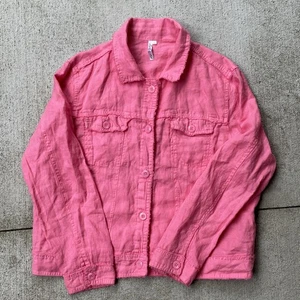 Chaqueta para mujer Lulu-B 100 % lino - rosa abotonada - talla XL - bolsillos - Imagen 1 de 7