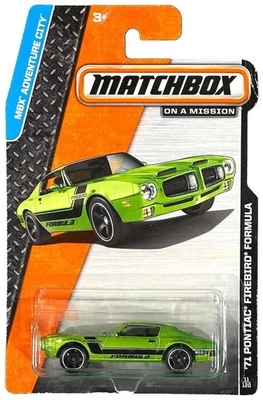 Nuevo Pontiac Firebird Formula 2014 Matchbox #11/120 MBX Adventure City '71 verde Foto 1 de 3