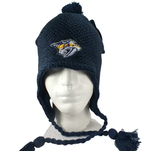 NASHVILLE PREDATORS NHL 9o's Vtg Knit Beanie Winter Hat w/ tassels New Zephyr - Picture 1 of 6