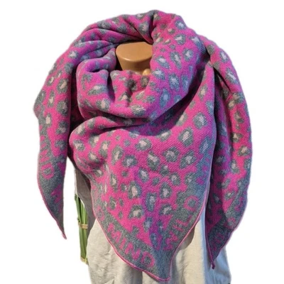 Zwillingsherz Damen Tuch Schal Dreieckstuch Lila Grau Kaschmir Wolle (1 127)