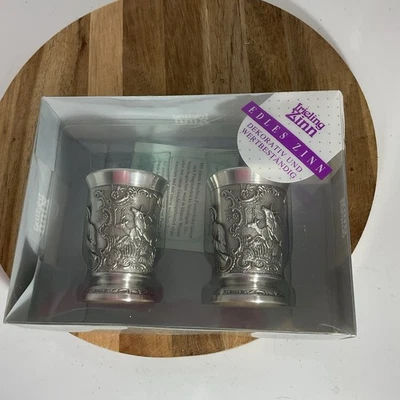 "Juego de 2 mini copas de peltre Frieling Zinn 3"" nuevo en caja Alemania (H)" Foto 1 de 4