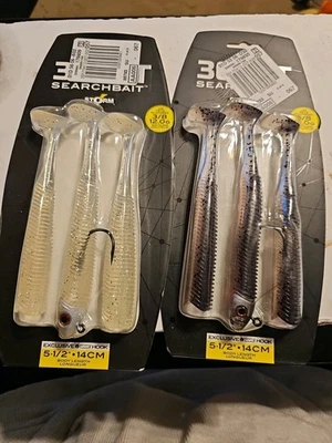 2 cebos de búsqueda STORM 5 1/2 IN con cabeza 1 negro 1 transparente nuevos en paquete original Foto 1 de 2