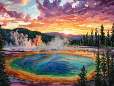 LELEMON Diamond Art Kits for Adults,Diamond Painting Kits for Adults,Yellowstone Nationa