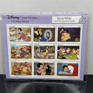 Disney Snow White & Seven Dwarfs 50th Anniversary Postage Stamps Grenada w COA - Picture 1 of 4