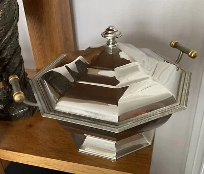 PLATO DE SERVIR OCTOGNAL VICTORIANO VINTAGE PLATEADO...IMPRESIONANTE  Foto 1 de 4