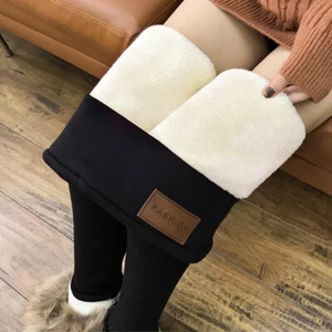 New Womens Winter Warm Sherpa Fleece Lined Leggings Thick Cashmere Thermal Pants - Picture 1 of 32