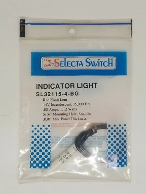 SELECTA Switch SL32115-4-BG. 14 Volt Red Flush. 5/16 Mounting. Indicator Light - Image 1 of 4