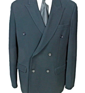 Blazer PARKERS Para Hombres Exclusivo Negro Doble Pecho Toda Lana Sin Ventilación 42 Reg - Imagen 1 de 12