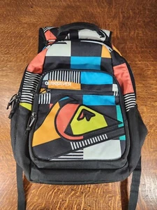 Quicksilver Large Graphic 80s Style Backpack Colorful Book Bag School Surf Beach - Picture 1 of 9