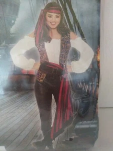 Halloween Costume Pretty Pirate Junior Women Small 5-7 Shirt Legging Black Red @ - Picture 1 of 3