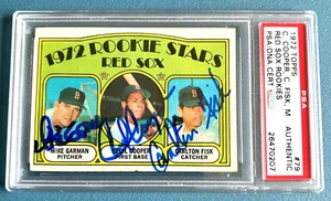 1972 Topps Carlton Fisk RC Rookie AUTO HOF PSA/DNA #79 SIGND BY ALL 3!!! - Picture 1 of 2