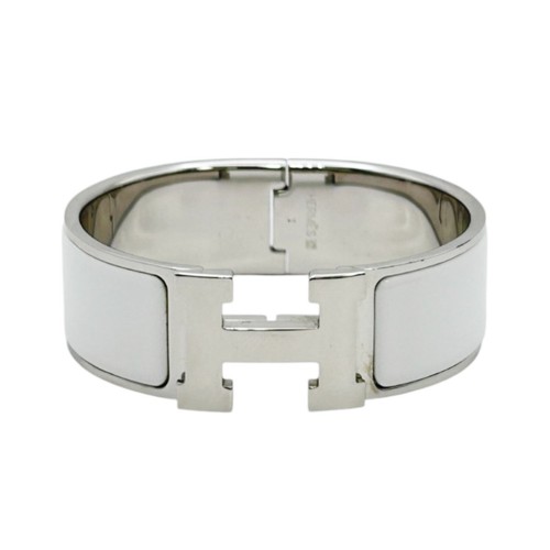 HERMÈS Bracciale HERMES Clic Clac H Largo Smalto Bianco Placcato Palladio