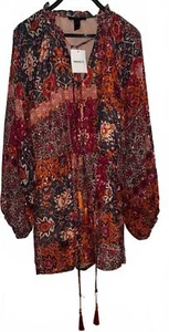Floral Abstract Print Chiffon Romper Sz Large Beautiful - Picture 1 of 4