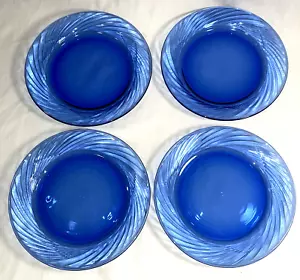 Pyrex Festiva Salat/Mittagessen Teller 4er Set Swirl Kobaltblau Vintage 8,5" Glas - Bild 1 von 7