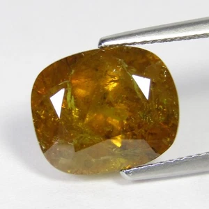 8.82Cts Classic Natural Unheated Yellow Grusolar Garnet Cushion Cut Loos Gem - Picture 1 of 4