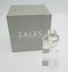 ~HERMOSO ANILLO DE COMPROMISO 14K WG VERA WANG 1 CT DOBLE HALO TWIST DIAMANTE 4.1G - Imagen 1 de 11