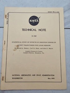 Genuine NASA Apollo Program Era Technical Report Trajectories For Lunar Missions - Picture 1 of 6