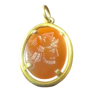 yellow gold Roman carnelian intaglio carving - Picture 1 of 4