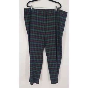 Talbots Plaid Hampshire Ankle Pants 22W Straight Leg Wool Blend High Rise Green - Picture 1 of 11