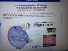 Sat-Anlage80 cm, Antrazit,Astra -Hotbird, für 2 Teilnehmer Digital Ful HD.+4K UH