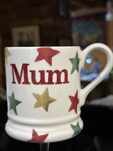 EMMA BRIDGEWATER RED GREEN & GOLD STAR MUM Half Pint Mug BN Free Post - Picture 1 of 10