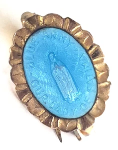 Vintage Italy Our Lady of Fatima Blue Army Medal Brass Tiny Enamel Pin 5/8" - Picture 1 of 5