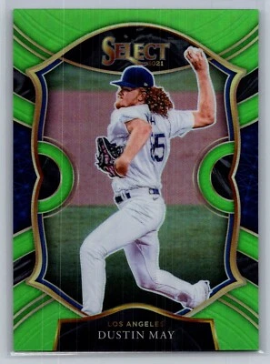 2021 panini select baseball dustin may neon green concourse prizm 94/99 #25 - Image 1 of 2