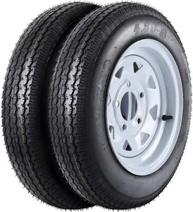 2pcs Trailer Tires On Rims 4.80-8 480-8 4.80 X 8 8" LRC 5 Lug Hole White Wheel - Picture 1 of 6