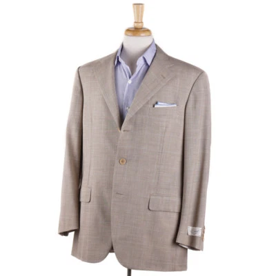 NWT $2195 BELVEST Beige-Sky Blue Check Wool Sport Coat 42 R Classic-Fit - Image 1 of 4