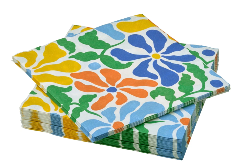 IKEA PILLERSTAR Paper Napkin,Multicolour, 33x33 cm, 12 63/64" x 12 63/64", NEW - Image 1 of 1