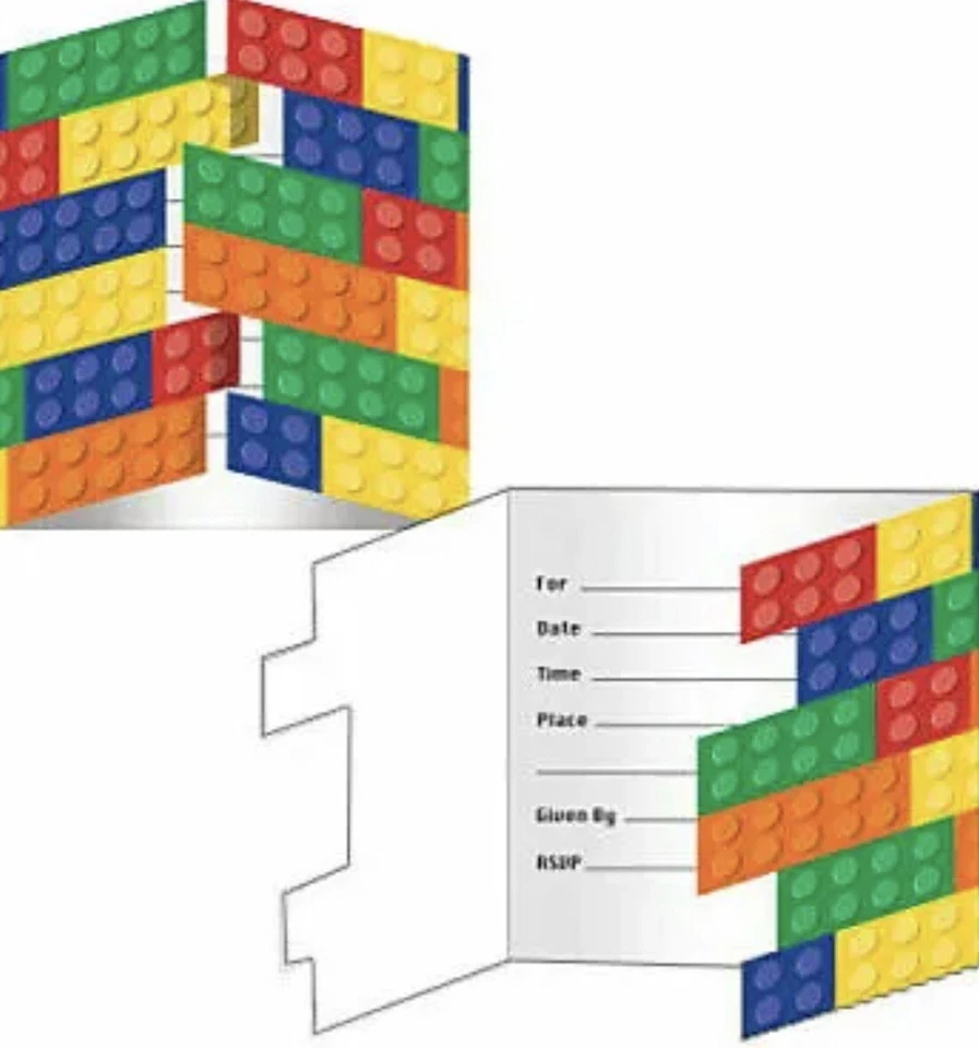 Building Blocks Block Party Supplies Invitations with Envelopes 8ct. - Image 1 of 1