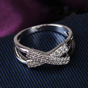 Damen Trauring 0,84 Kt Rund Diamant Hochzeit Ring Verlobungsring Weißgold-Finish - Bild 1 von 7