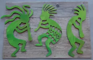 Set of 3 Kokopelli Musicians Metal Wall Art 11" T Sour Candy Apple Translucent - Picture 1 of 7