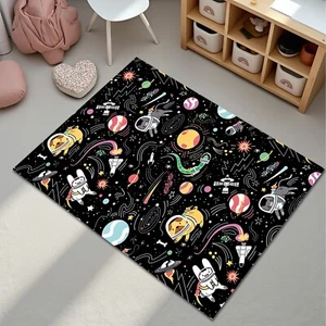 Animal Print Space Theme Children Room Rug Cute Pet Astronaut Mat - Picture 1 of 7