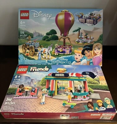 Lego Disney 43216 Princess Enchanted Journey 41728 Heartlake Downtown Diner Lot - Image 1 of 3