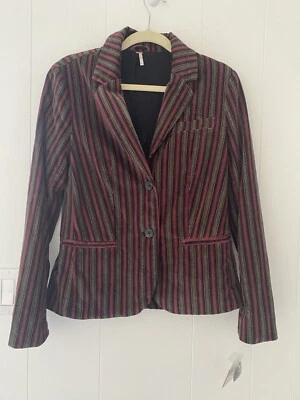 Blazer listrado Free People feminino tamanho XS luxo veludo forrado duplo - Imagem 1 de 4
