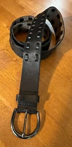 Mossimo Supply Co Black Leather Lacing Detail Boho Western Belt Sz L 32-36” 2010 - Picture 1 of 12