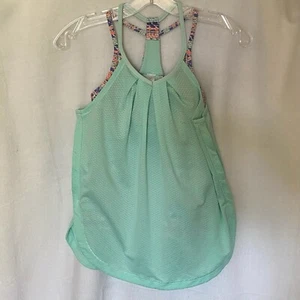 Ivivva Lululemon Tank Top Girls 10 Turquoise Double Layer Racerback Athleisure - Picture 1 of 15