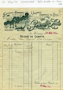 Dépt 77 - La Houssaye - Belle Entête d'une Fromagerie du 30/04/1905 A Voir !!!!! - Picture 1 of 1