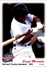 2010 Brevard County Manatees Grandstand #19 Sergio Miranda Bayamon Puerto Rico 