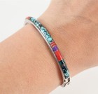 Vintage Southwestern Navajo Sterling Silver Turquoise Coral Inlaid Cuff Bracelet