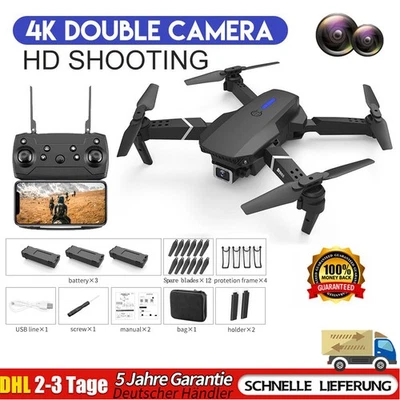 Faltbar Drohne mit 4K Kamera FPV, WIFI Mini RC Selfie Quadrocopter Drone + 3Akku - Bild 1 von 4