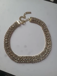 Sugarfix by Baublebar Necklace Gold Metal Clear Stones Choker 14in - Picture 1 of 6