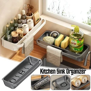 Sponge Holder Drain Rack Kitchen Sink Organizer Dishcloth Self-draining Shelf - Picture 1 of 25