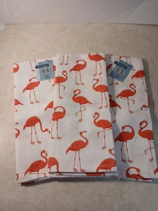 Flamingo Küche Geschirrtücher 16" x 26" 3er Set Neu, eines fehlt das Etikett - Bild 1 von 3