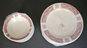 15 Pc RARE Buffalo China Red Tien Hu Restaurant Ware (9) Plates (6) Bowls FRESHP - Picture 1 of 12