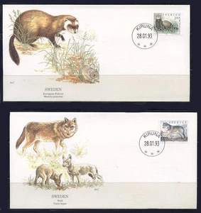 Sweden: 1993 Wild Animals Audubon Society First Day Covers - Picture 1 of 1